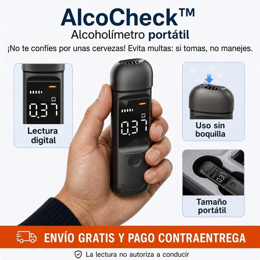 AlcoCheck™ – Alcoholímetro Digital Portátil sin Boquilla