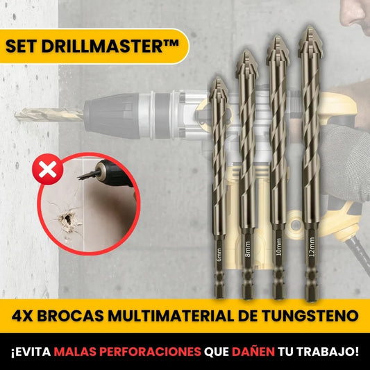 Set DrillMaster™ - 4x Brocas Multimaterial de Tungsteno
