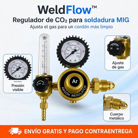 WeldFlow™ – Regulador de CO₂ con Manómetro