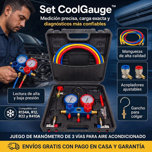 Set CoolGauge™ – Manómetro Profesional para Aire Acondicionado y Refrigeración
