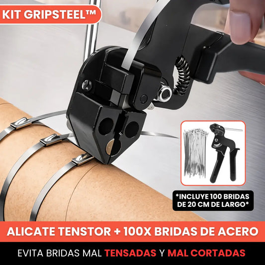 Kit GripSteel™ - alicate tenstor + 100x bridas de acero