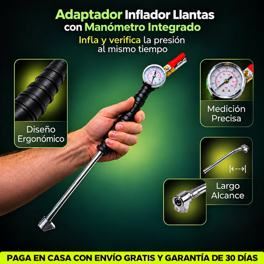 Adaptador Inflador con Manómetro Integrado para Compresor